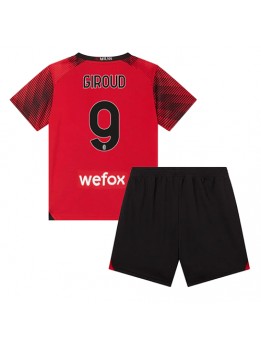 Billige AC Milan Olivier Giroud #9 Hjemmedraktsett Barn 2023-24 Kortermet (+ Korte bukser)